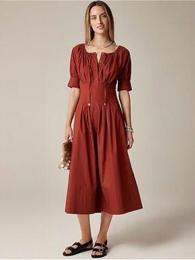 J. Crew Burgundy Puff-Sleeve Maxi Dress -Size 10